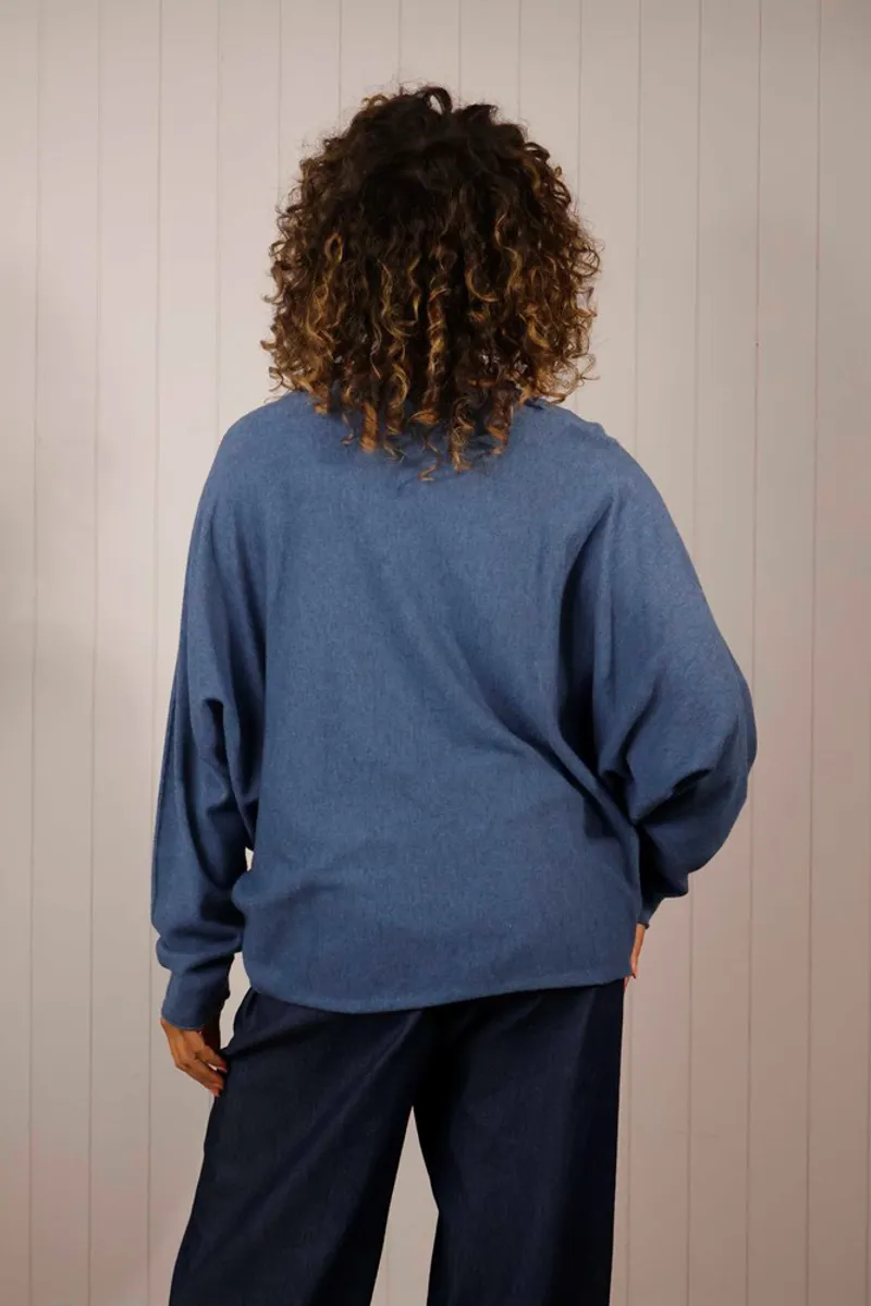 Goose Island foil animal heart jumper Denim-1