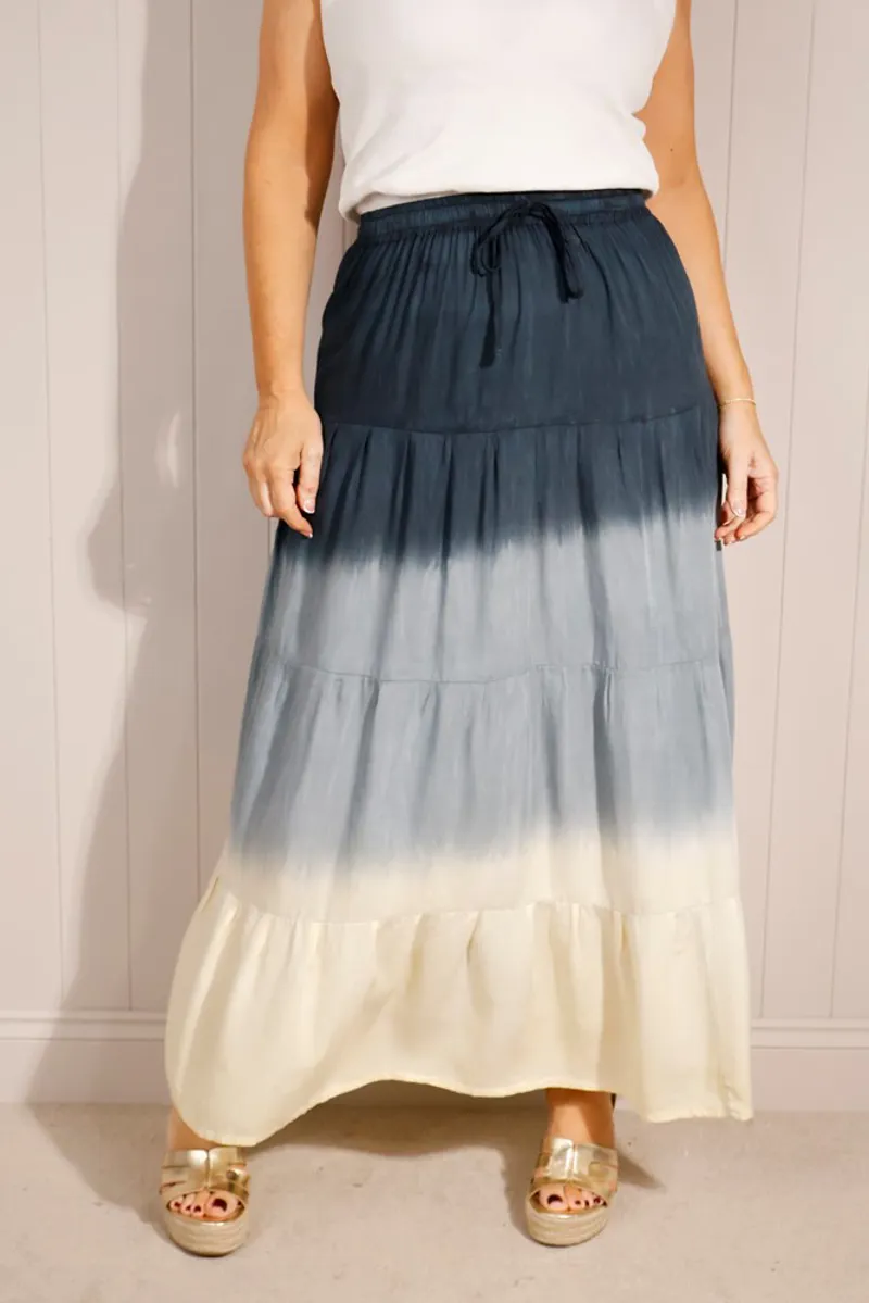 Goose Island layered tie dye skirt Blue