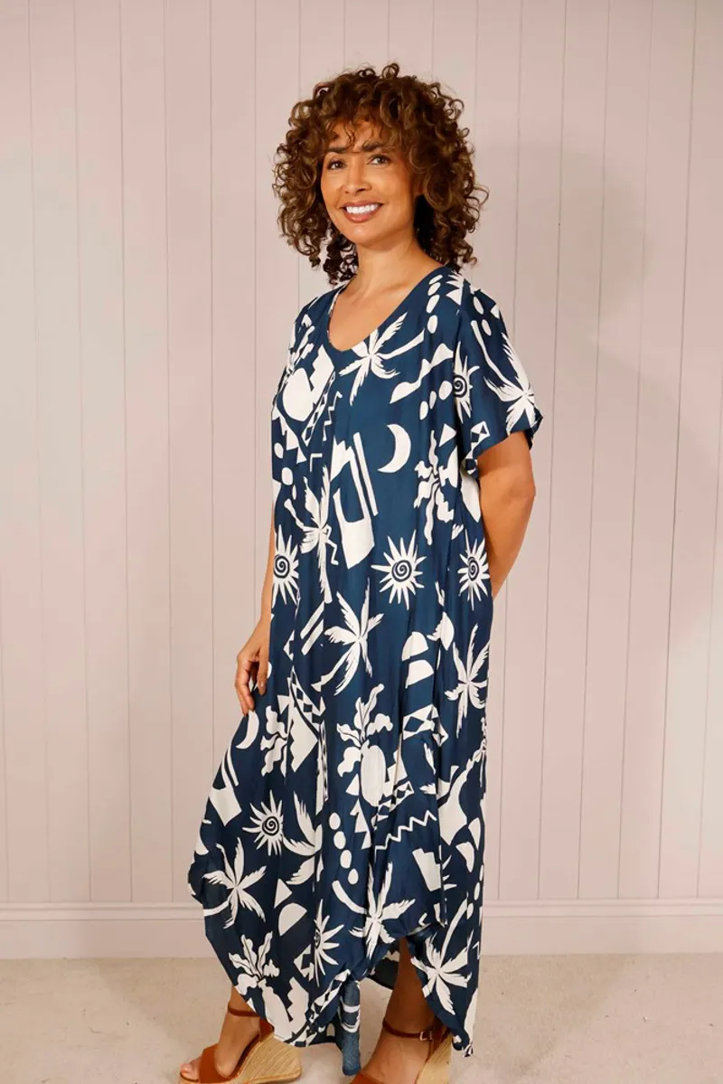 Goose Island abstract pocket over sized dress Navy