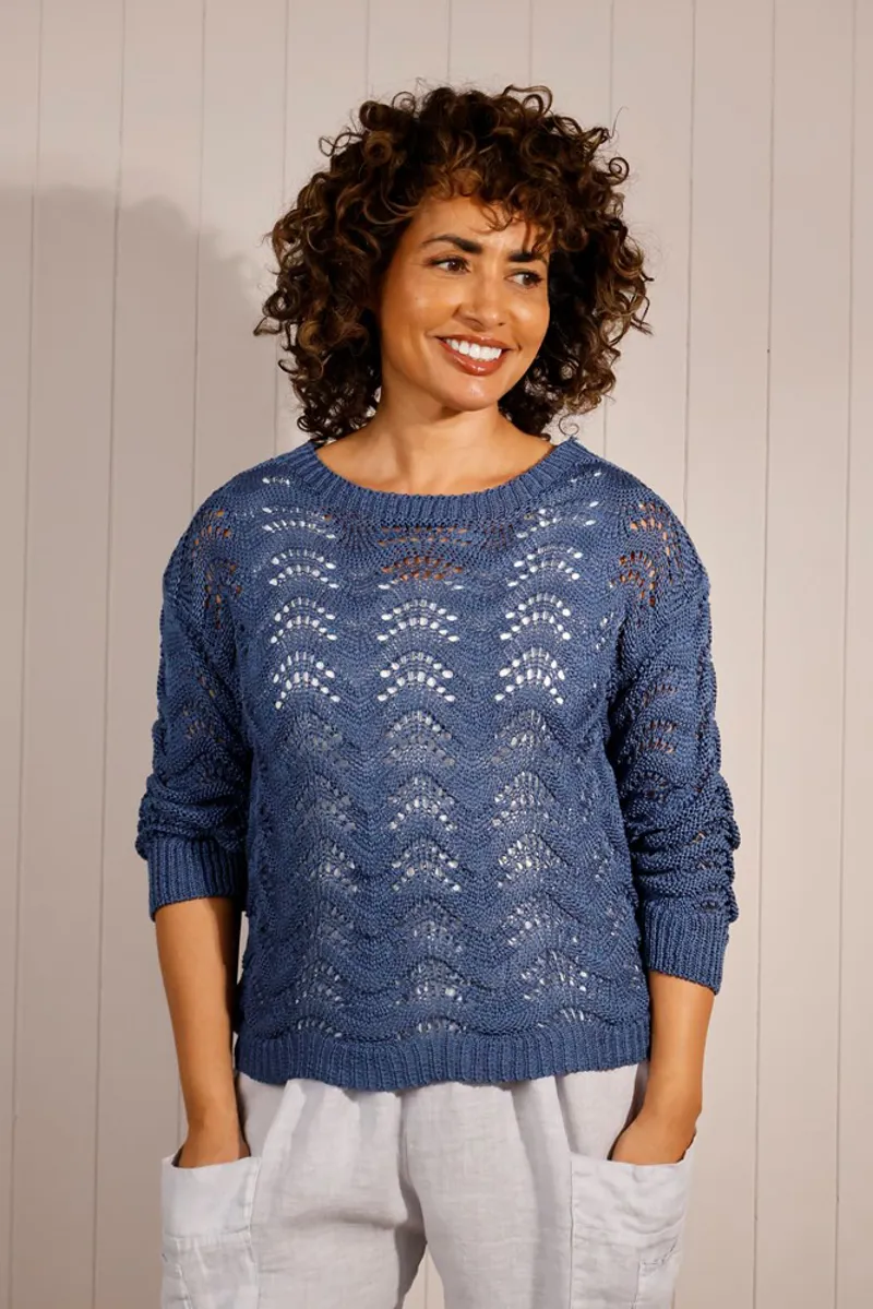 Goose Island wave knit jumper Denim