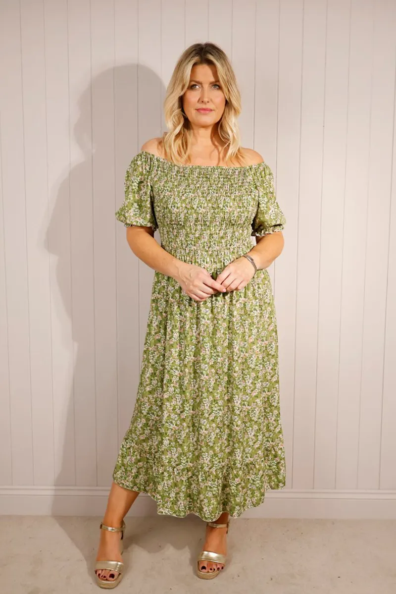 Goose Island ditsy floral maxi dress Lime
