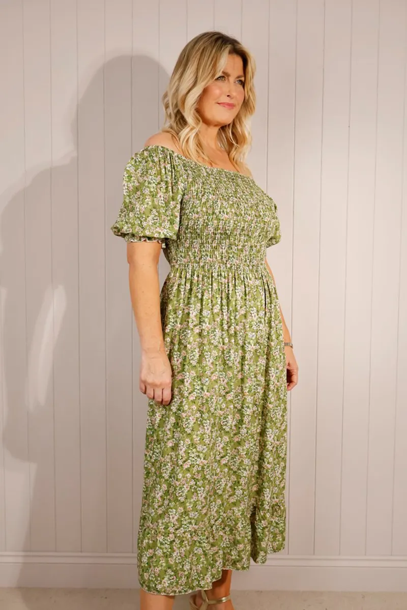 Goose Island ditsy floral maxi dress Lime-1