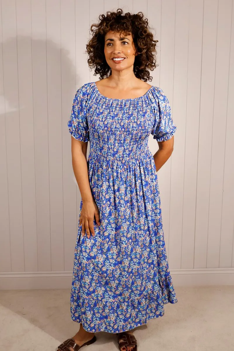 Goose Island ditsy floral maxi dress Royal Blue