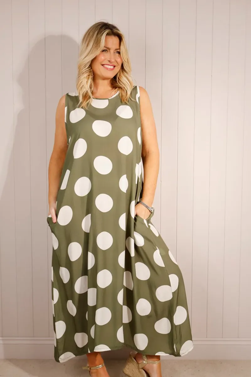 Goose Island polka dot dress Khaki-1