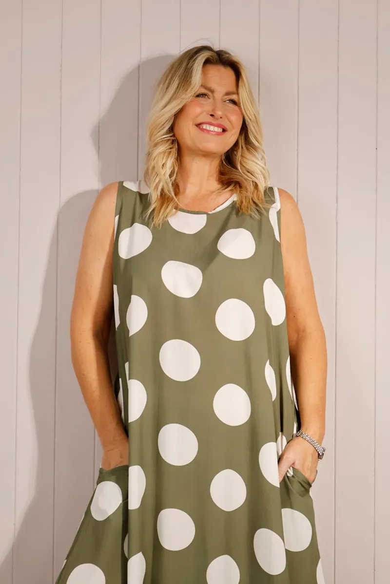 Goose Island polka dot dress Khaki-2