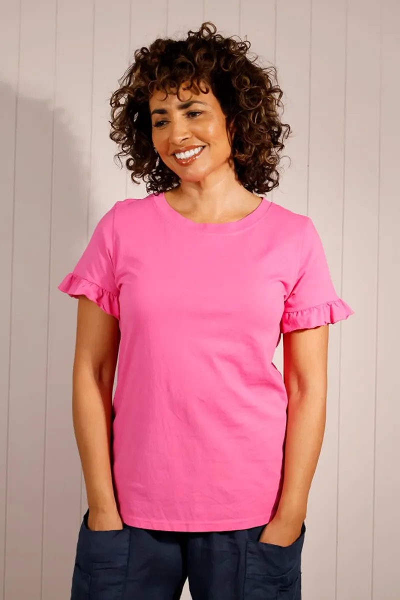 Goose Island cotton frill t shirt Fuchsia