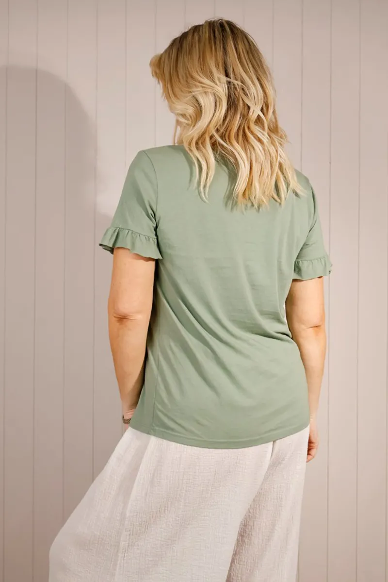 Goose Island cotton frill t shirt Green-2