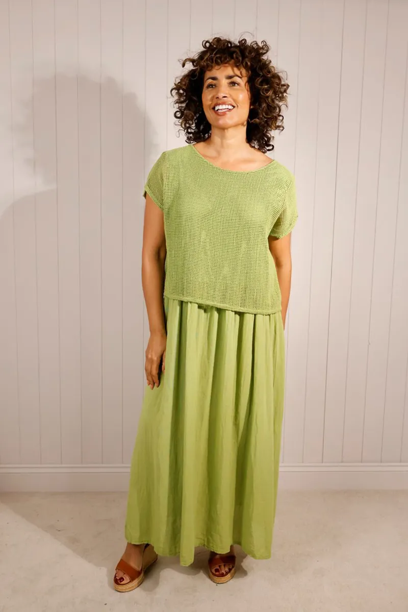 Goose Island cotton layered dress Lime