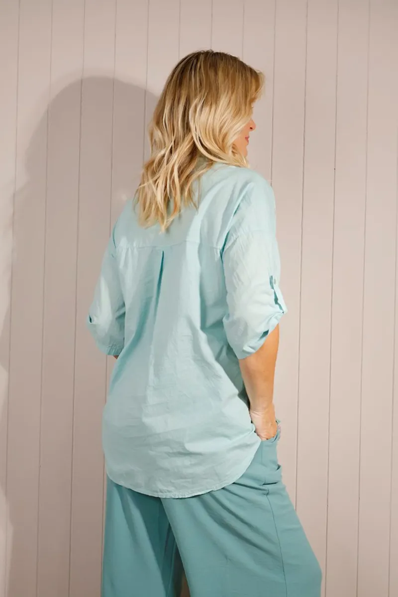 Goose Island flower wash blouse Mint-2