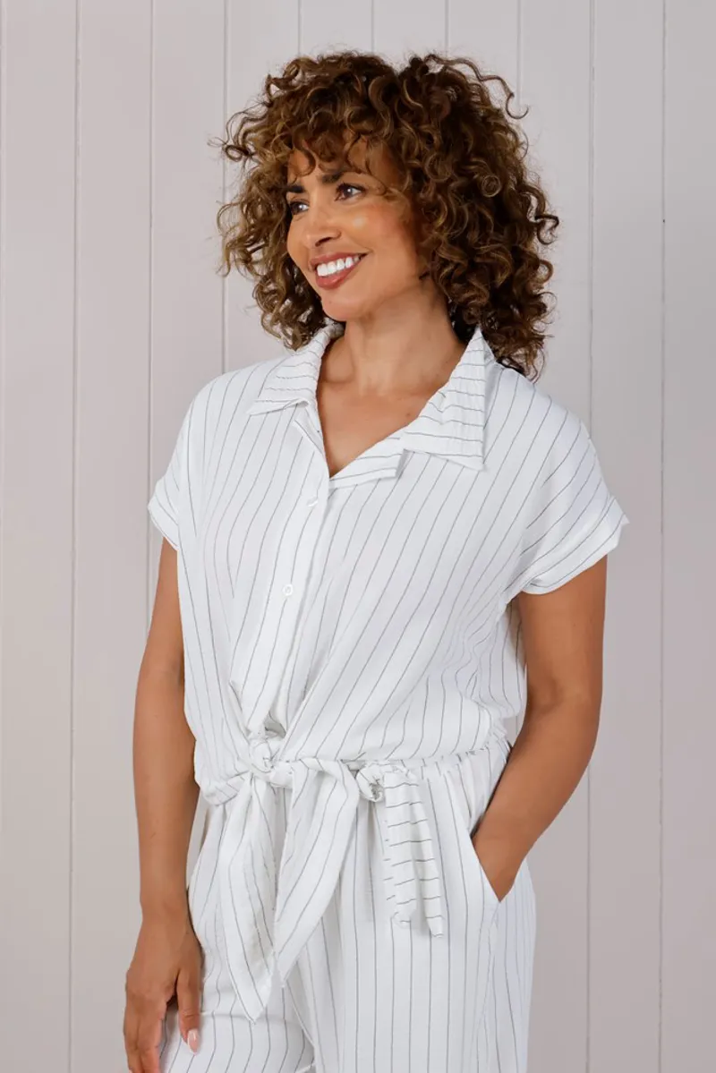 Goose Island pin stripe blouse White