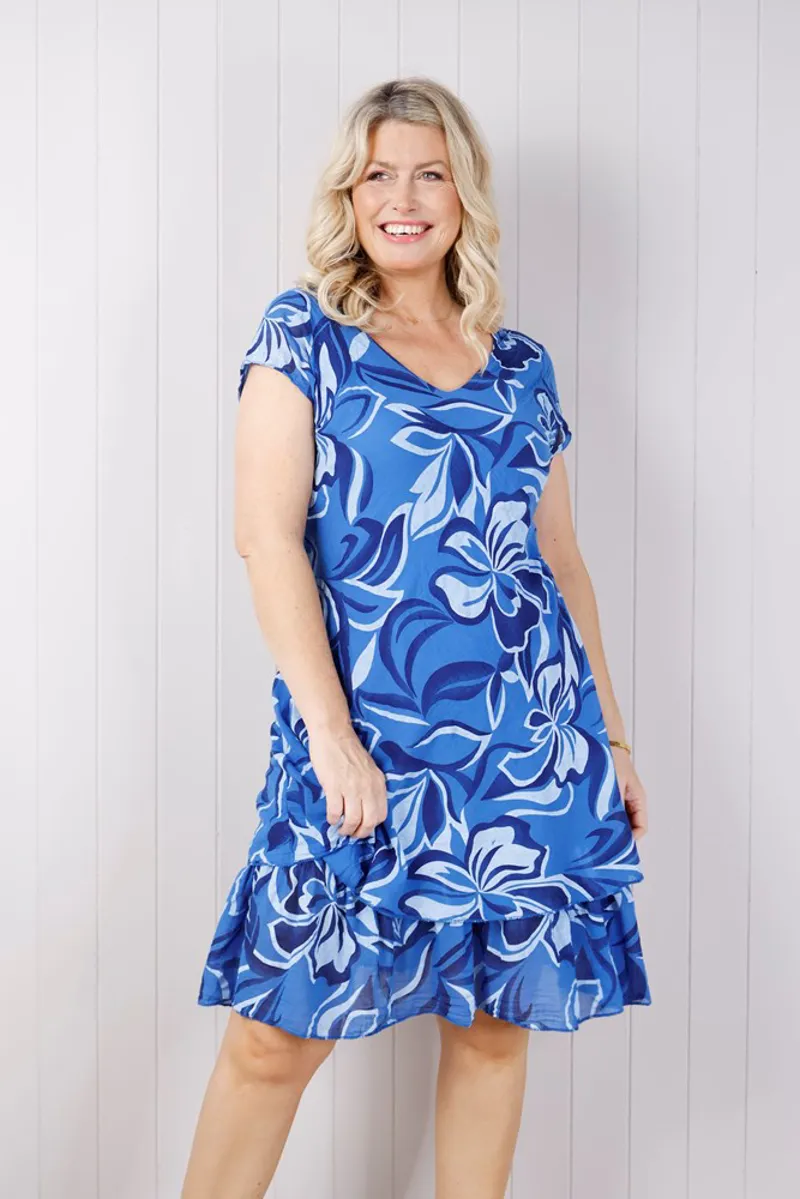Goose Island abstract layered dress Blue