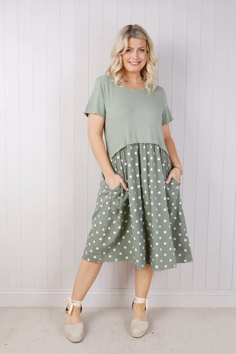 Goose Island polka dot venus dress Khaki