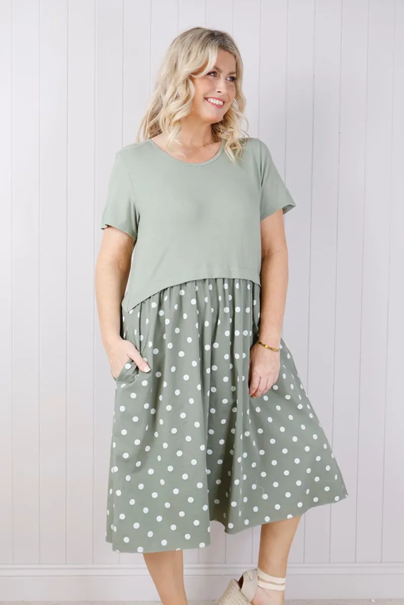 Goose Island polka dot venus dress Khaki-2