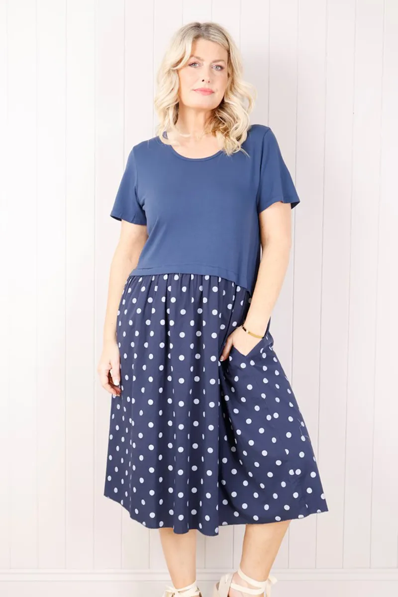 Goose Island polka dot venus dress Navy