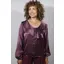 Goose Island satin look frill blouse Aubergine