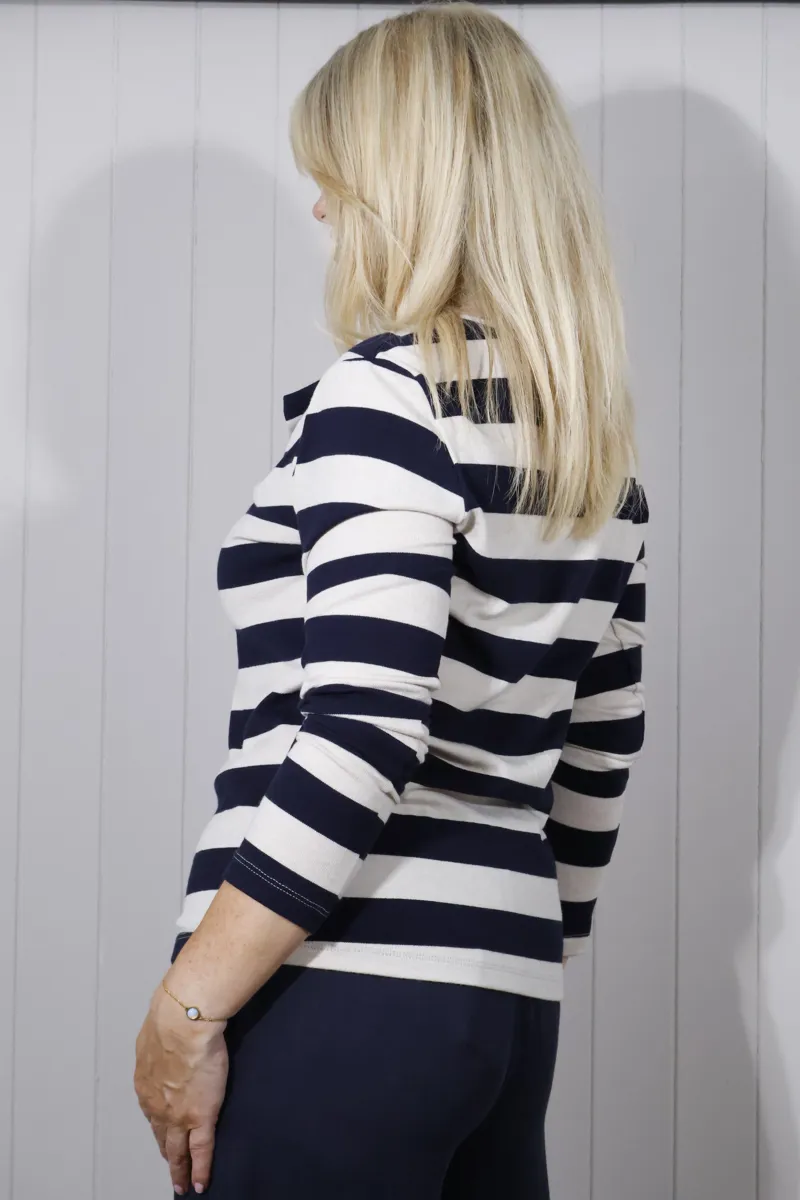 Goose Island striped cowl neck jumper Navy-1