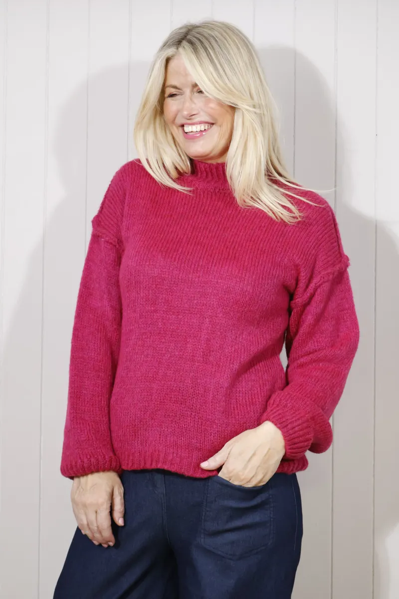 Goose Island turtle neck jumper Fuchsia