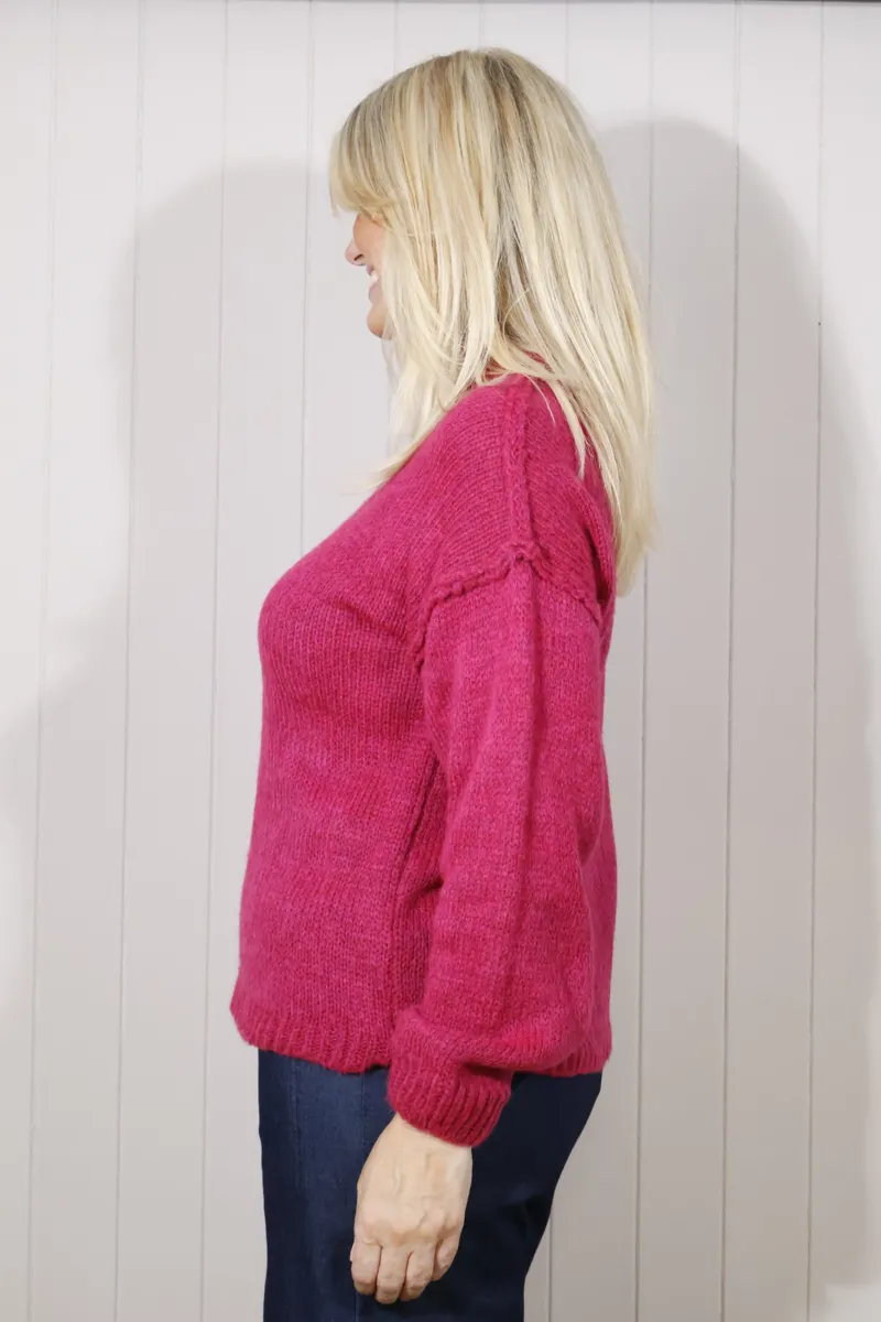 Goose Island turtle neck jumper Fuchsia-2