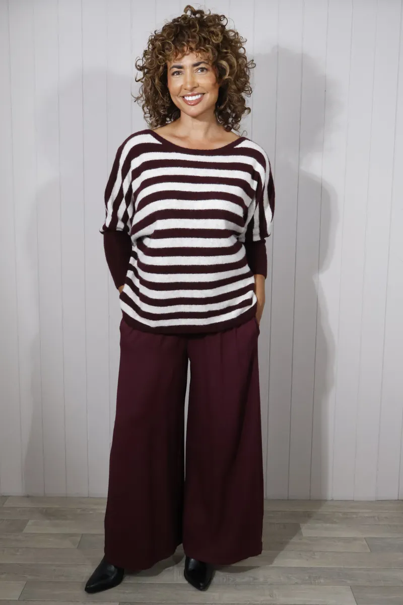 Goose Island wide neck striped jumper Wine-3