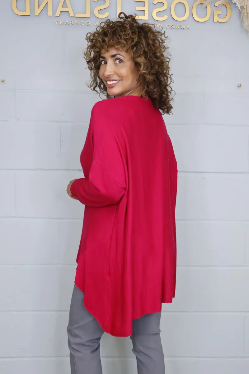 Goose Island slouchy colour block top Berry-1