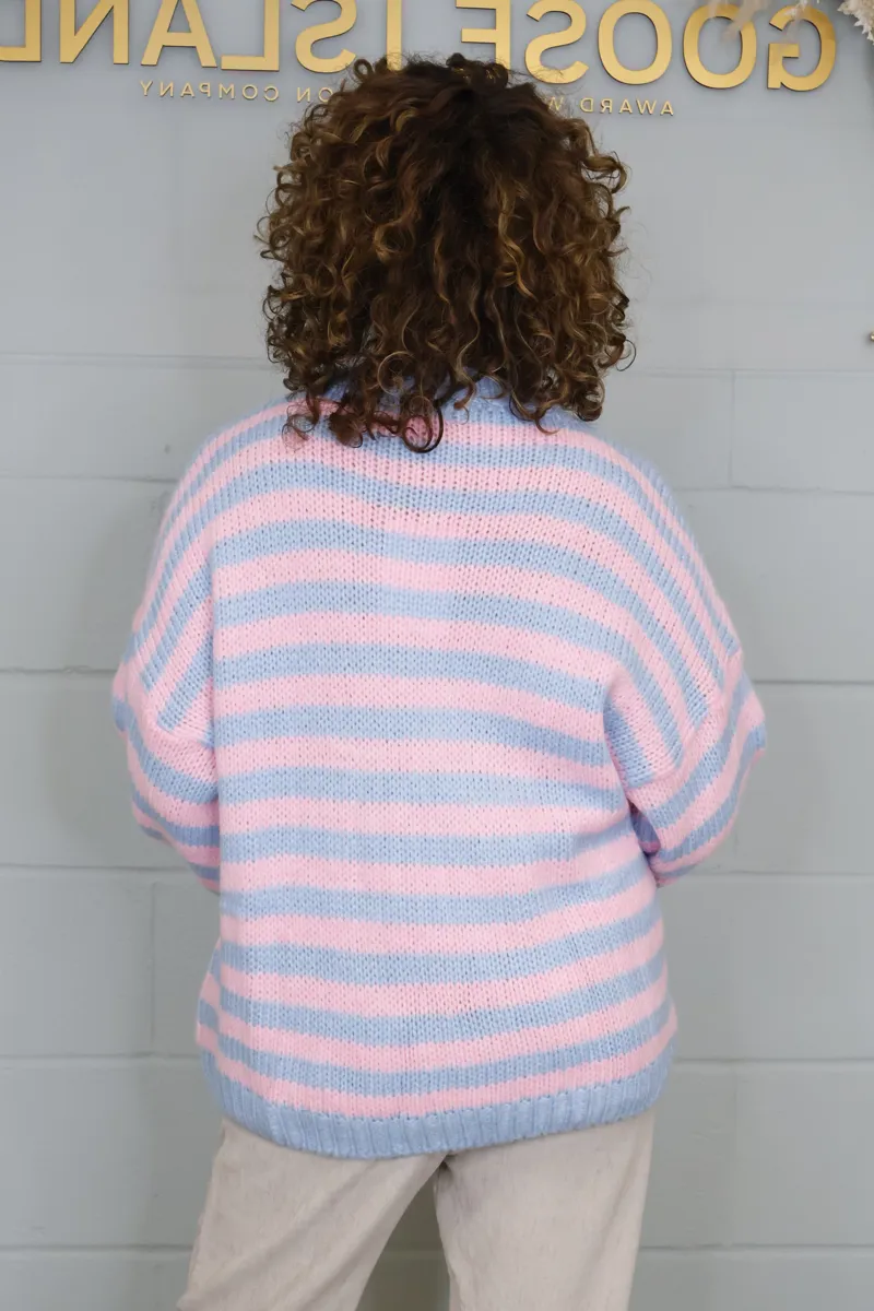 Goose Island heart stripe jumper Pink-2