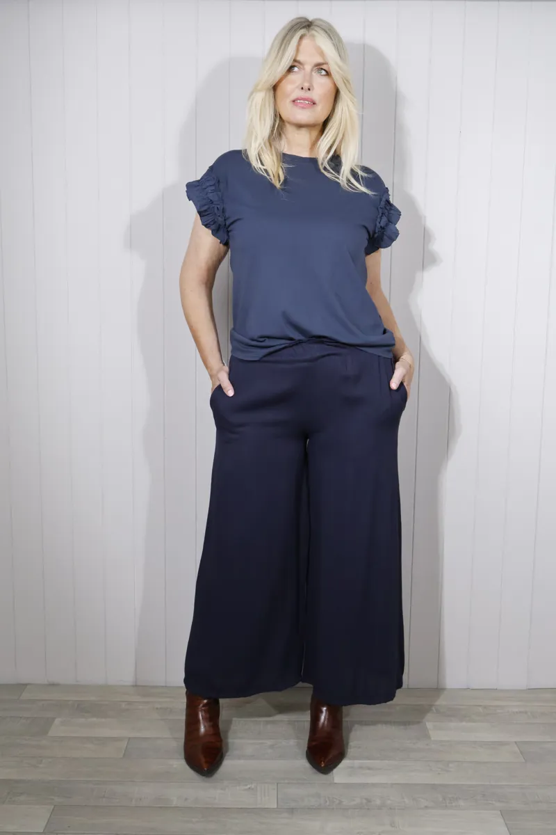 Goose Island paper bag trousers Navy-2