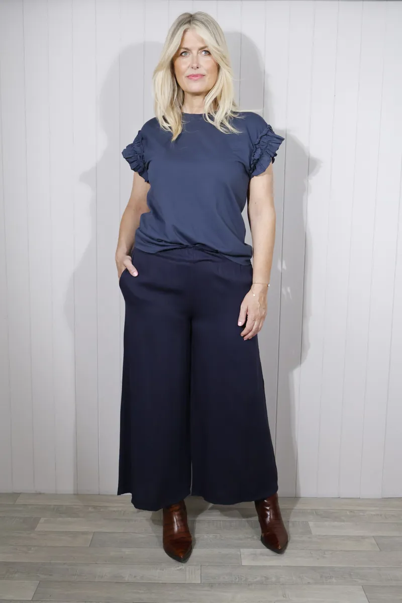 Goose Island paper bag trousers Navy-1