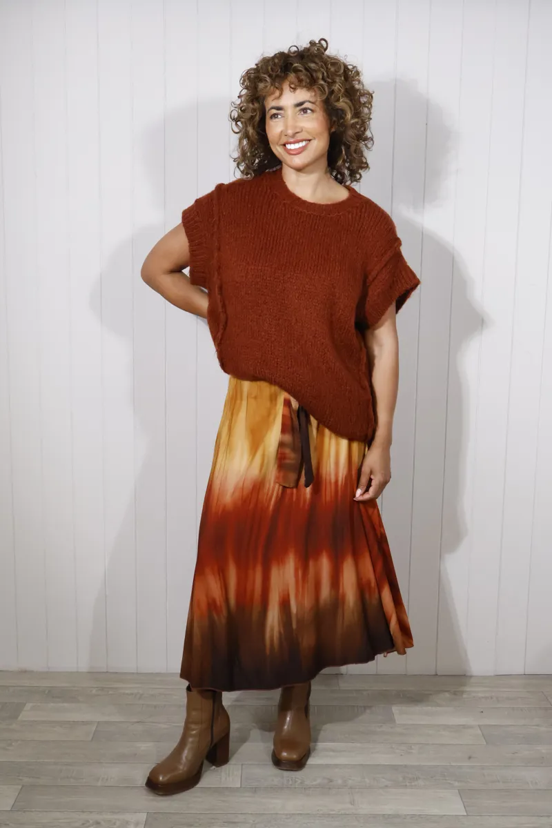 Goose Island tie dye skirt Rust-3