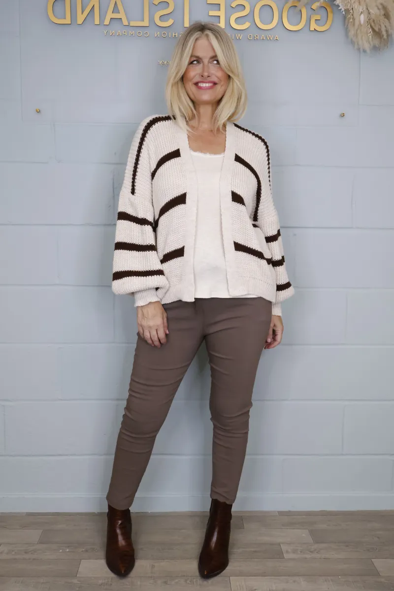 Goose Island stripe cardigan Beige-2