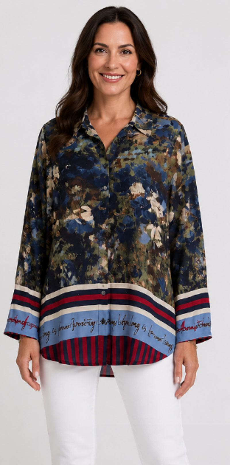 Goose Island floral blouse Navy