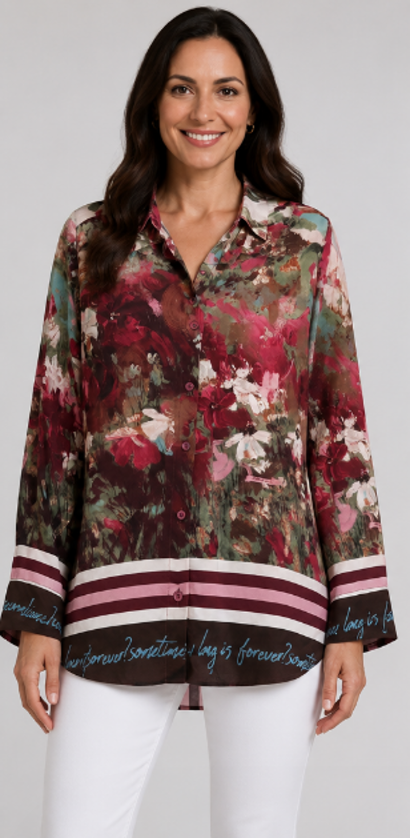 Goose Island floral blouse Wine