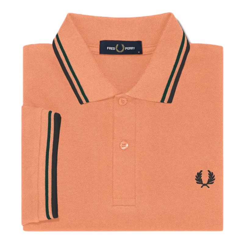 Fred Perry M3600-M38 Polo T-shirt Rust / Green / Black LARGE ONLY
