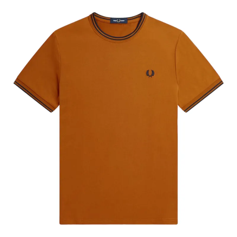 Fred Perry Twin Tipped T-shirt Dark Caramel / Navy XL ONLY LAST ONE