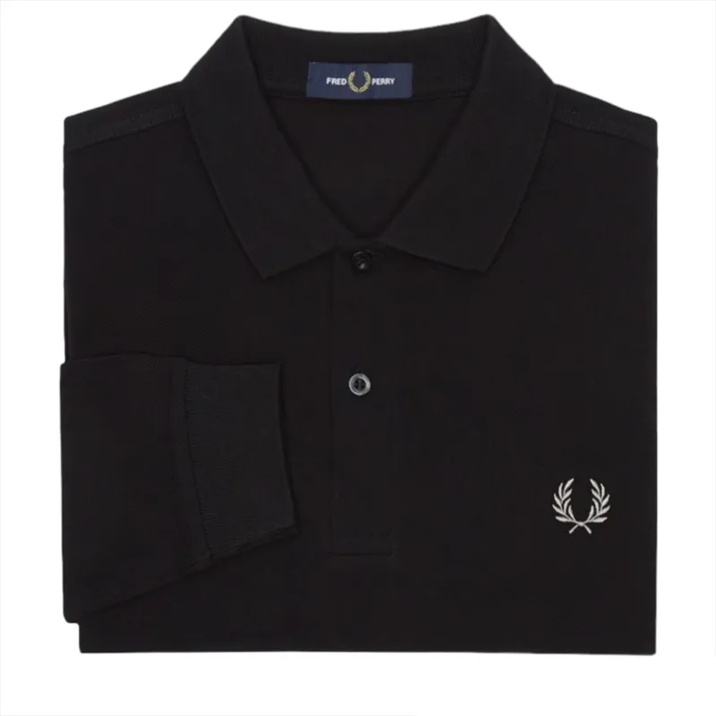 Fred Perry Long Sleeve Polo T-shirt Black/Chrome XXL ONLY LAST ONE-2
