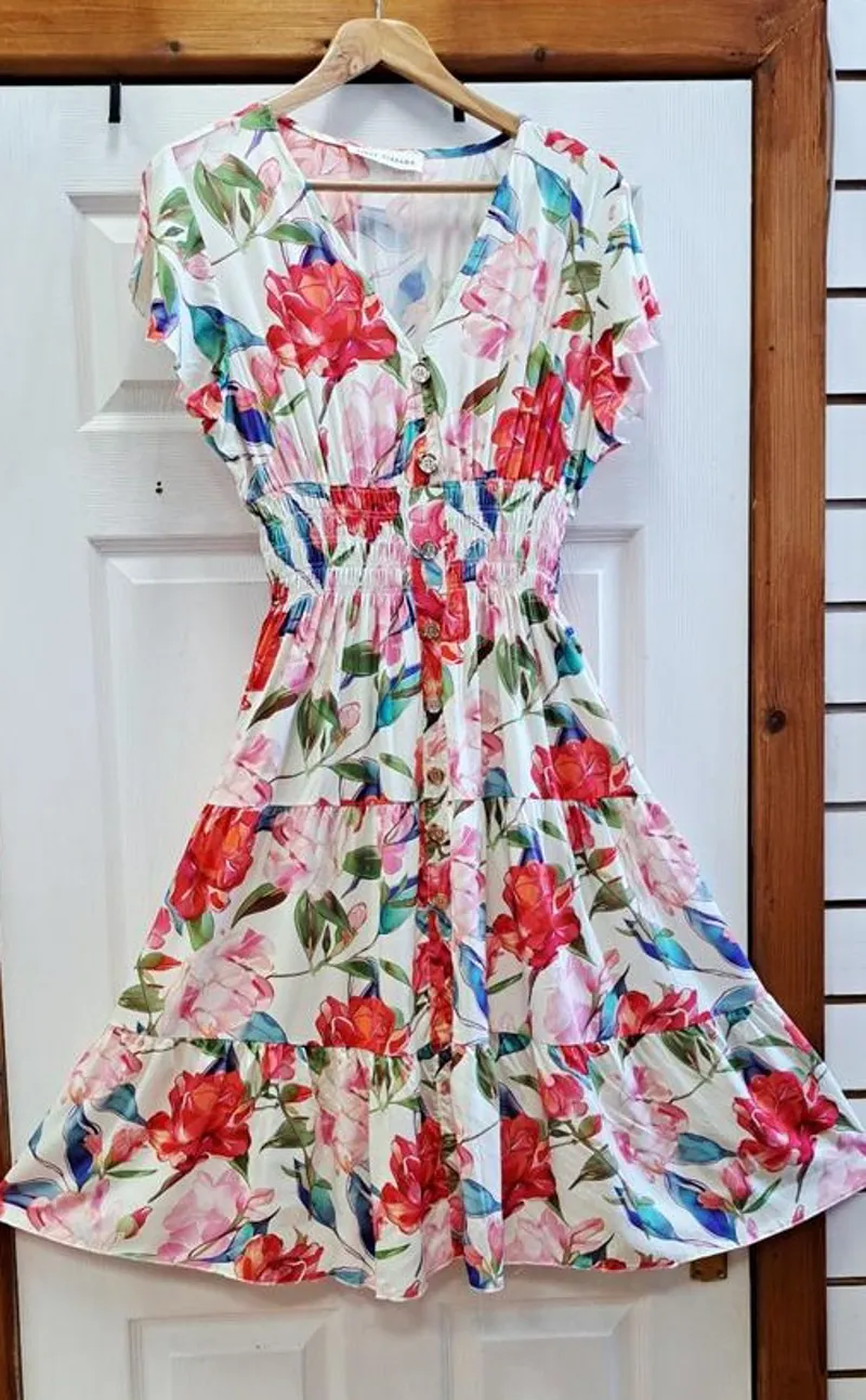 Paradiso floral angel sleeve dress