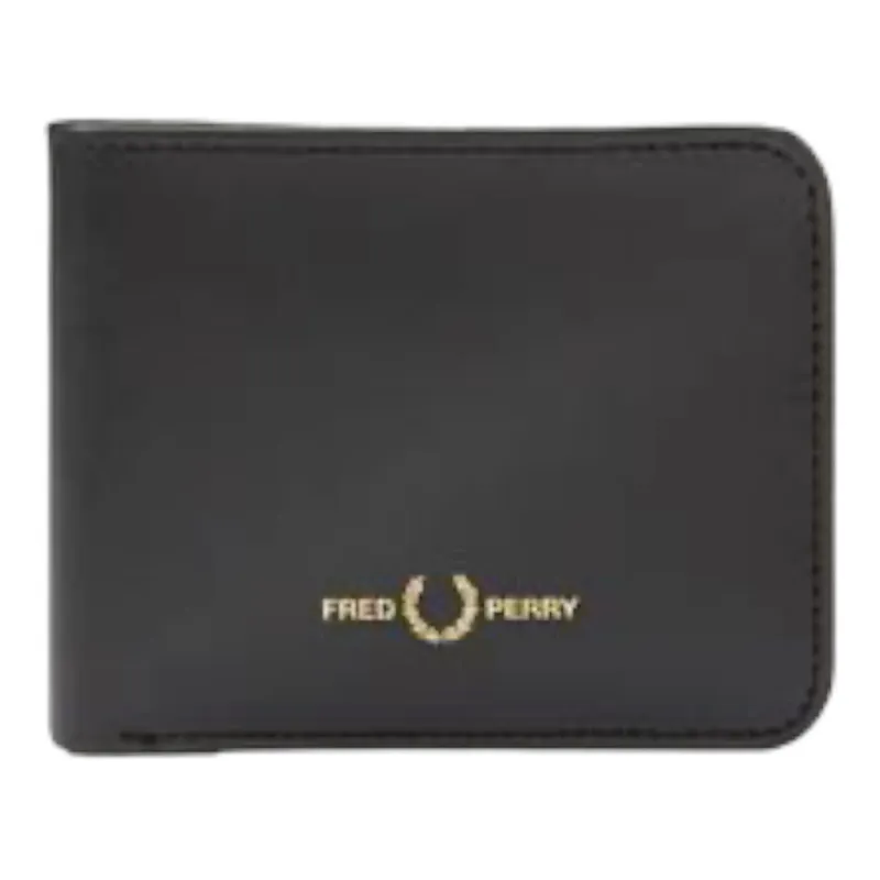Fred Perry L8278-102 Graphic Leather Billfold Wallet Black