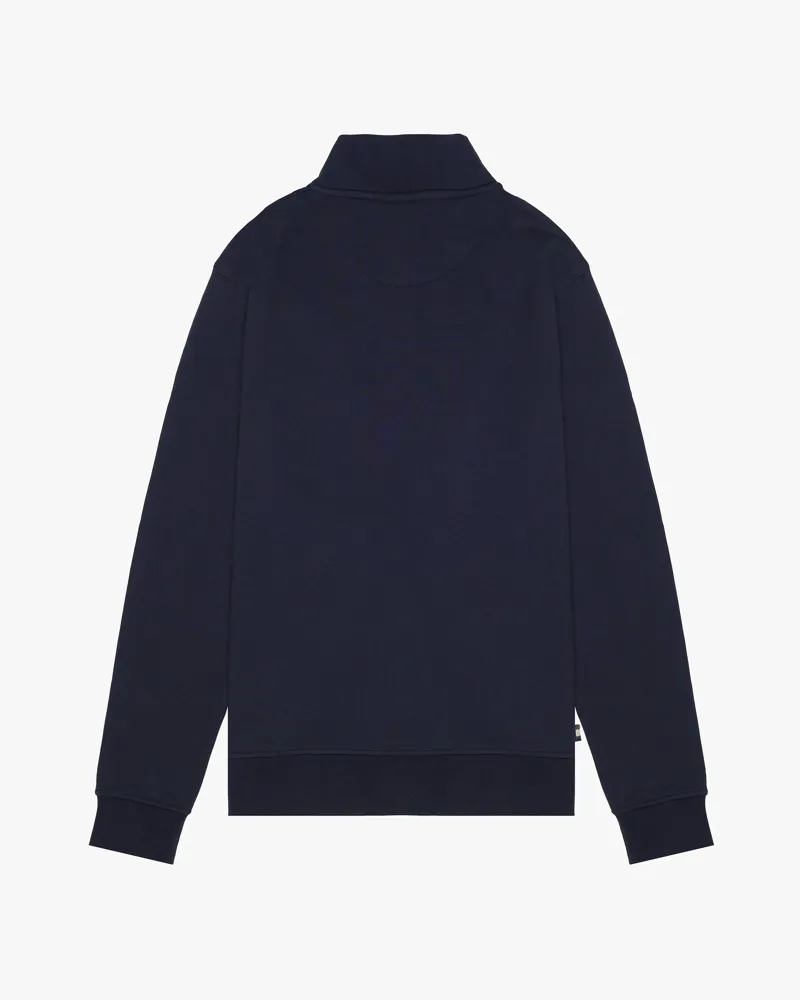 Aquascutum Club Check Shoulder Quarter Zip Navy -2