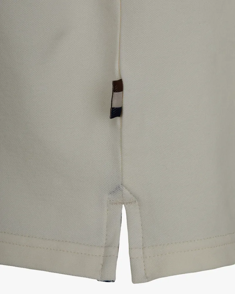 Aquascutum Club Check Collar Polo Shirt Cream-2