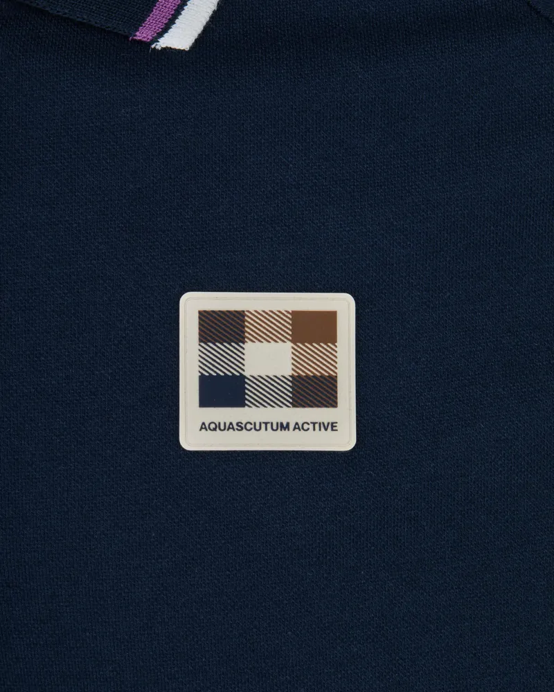 Aquascutum Stretch Pique Half Zip Polo Navy -2