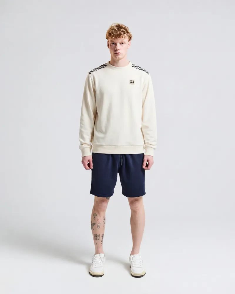 Aquascutum Lamina Insert Crew Sweatshirt Cream-2