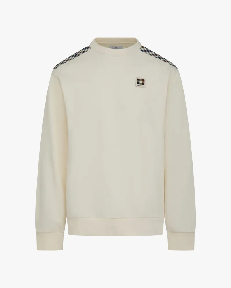 Aquascutum Lamina Insert Crew Sweatshirt Cream-5