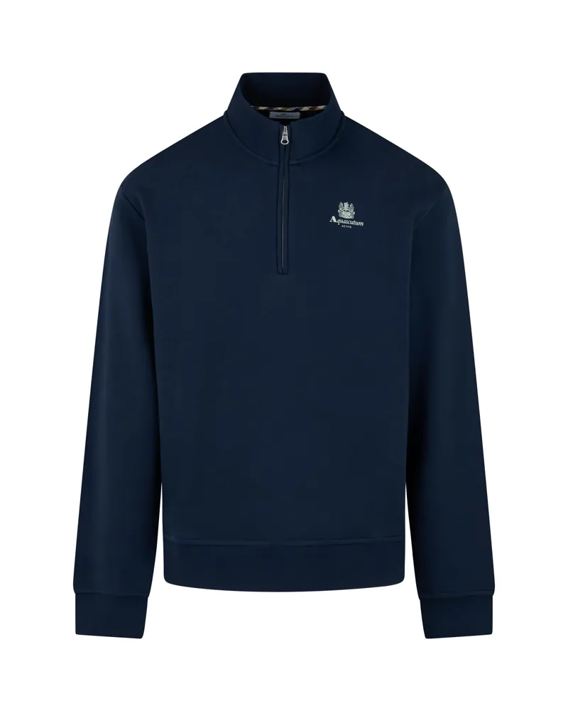 Aquascutum Half Zip Mock Neck Sweatshirt Navy-2