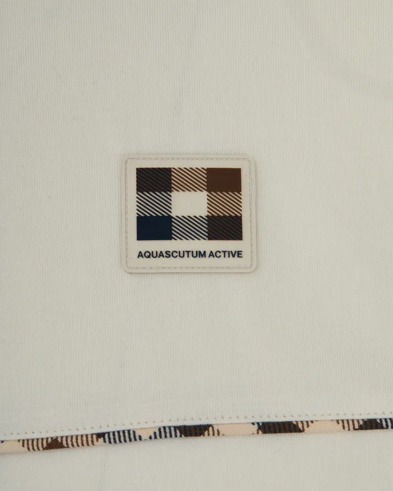 Aquascutum Club Check Piping T-Shirt Cream -1