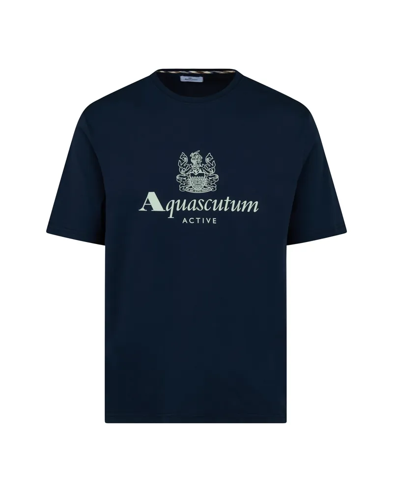 Aquascutum Big Logo T Shirt Navy -4