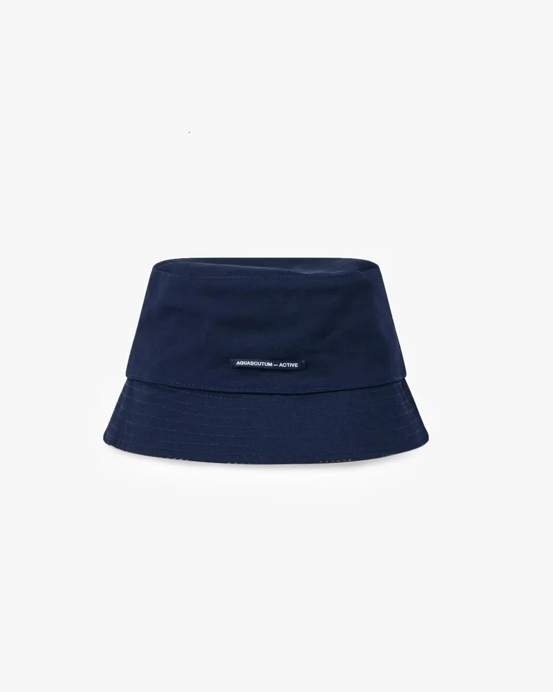 Aquascutum Reversible Cotton Bucket Hat Navy -3