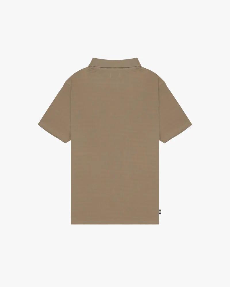 Aquascutum Rubber Patch Pique Polo Beige -3
