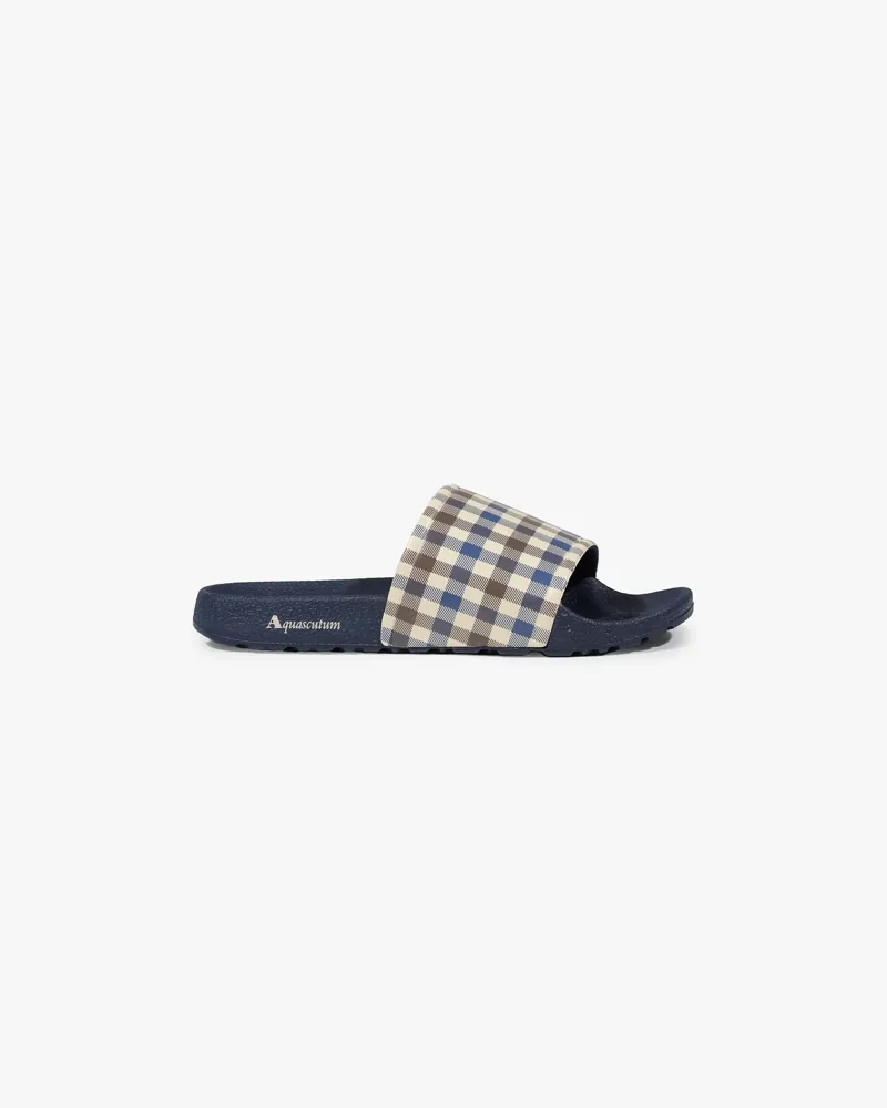 Aquascutum Club Check Sliders Navy-2