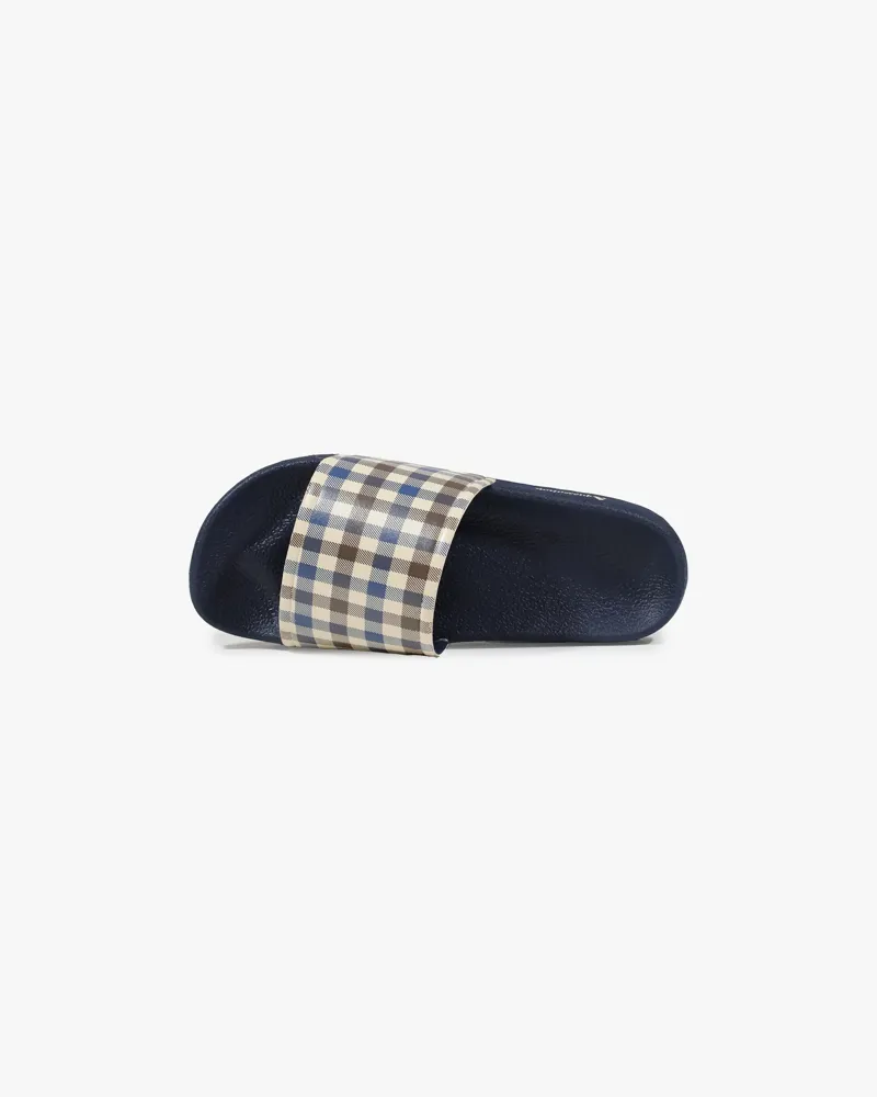 Aquascutum Club Check Sliders Navy-5