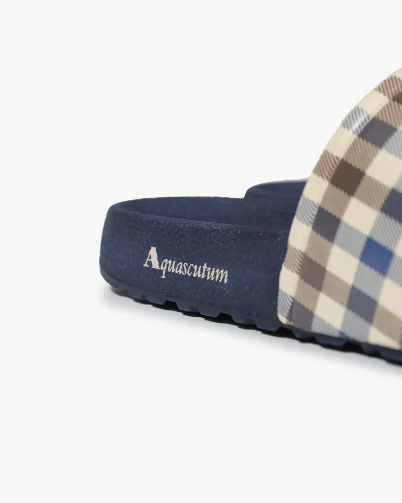 Aquascutum Club Check Sliders Navy-8