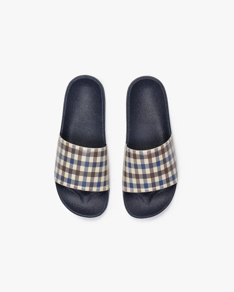 Aquascutum Club Check Sliders Navy-3
